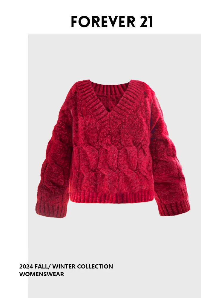 

Forever 2, Cisas, ограниченная серия Faion Lazy Sle, тяжелый вязаный свитер, красный свободный повседневный топ, женская одежда