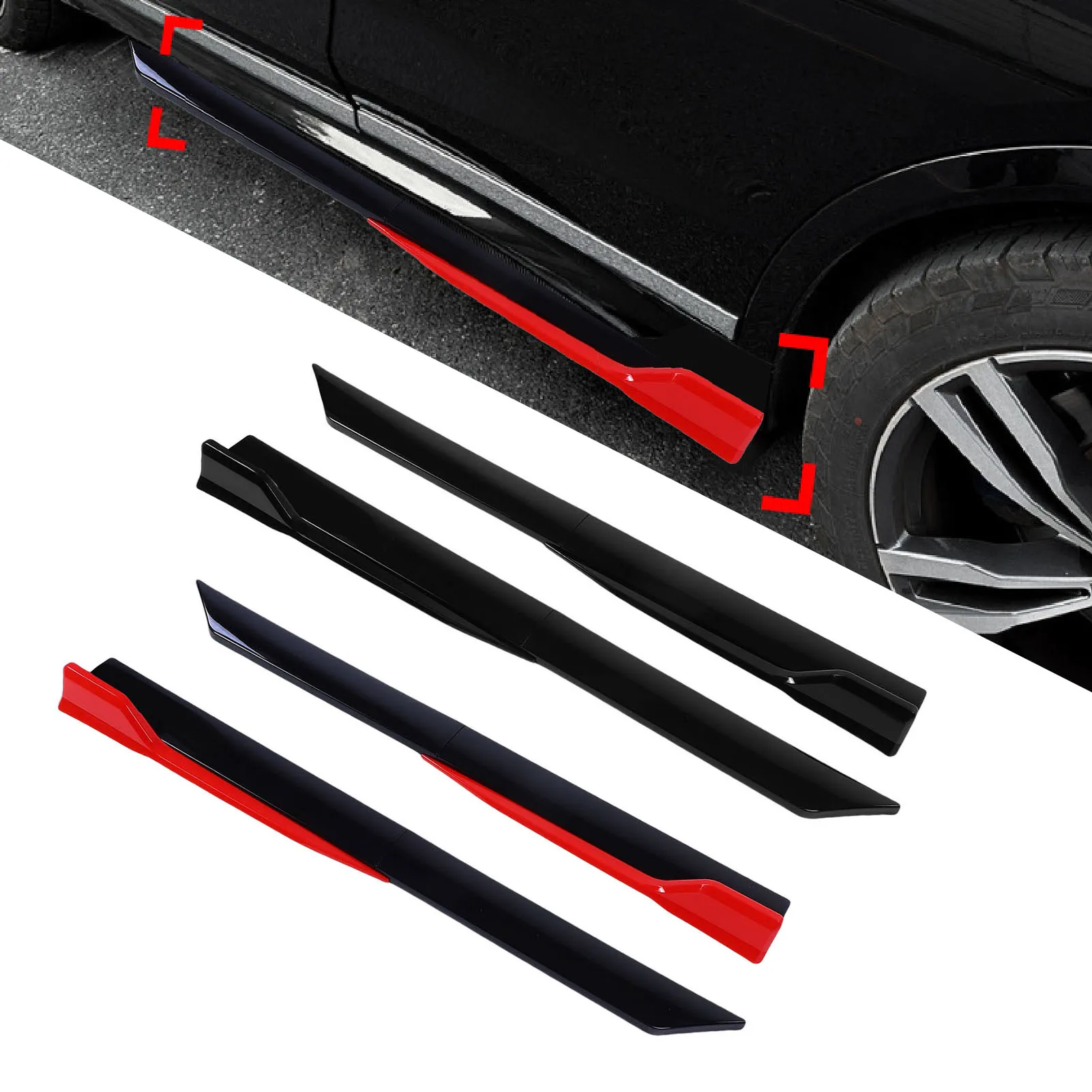 New Car Side Skirts Rocker Panel 105cm Universal Stylish ABS Adjustable Side Skirts Extension Splitter Lip Car Accessories