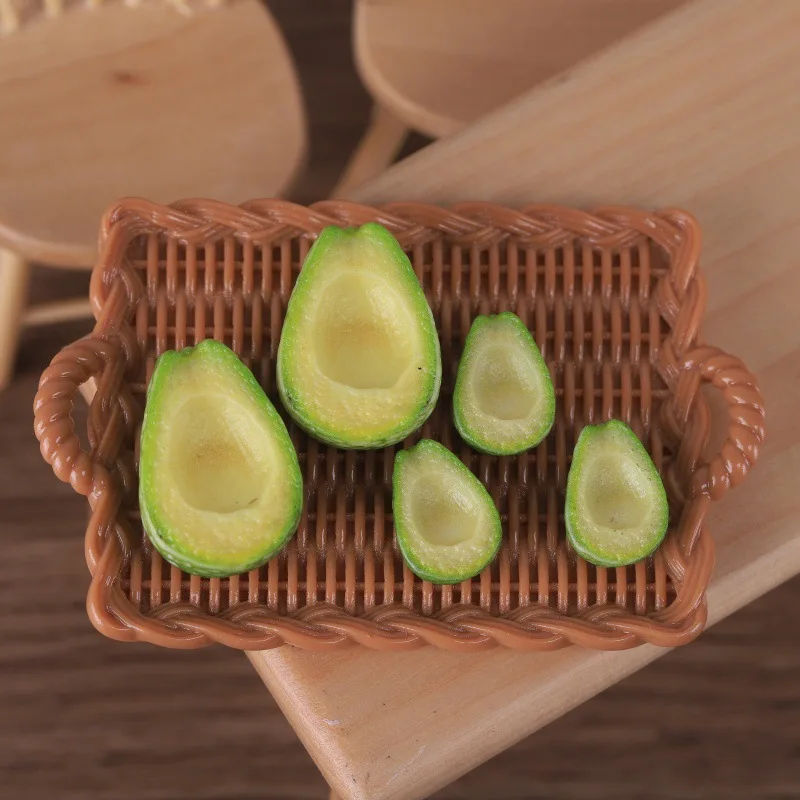 5pcs Realistic Mini Avocado Fruit Resin DIY Creative Pendant Handmade Craft Dollhouse Miniature Table Decor Doll Accessories