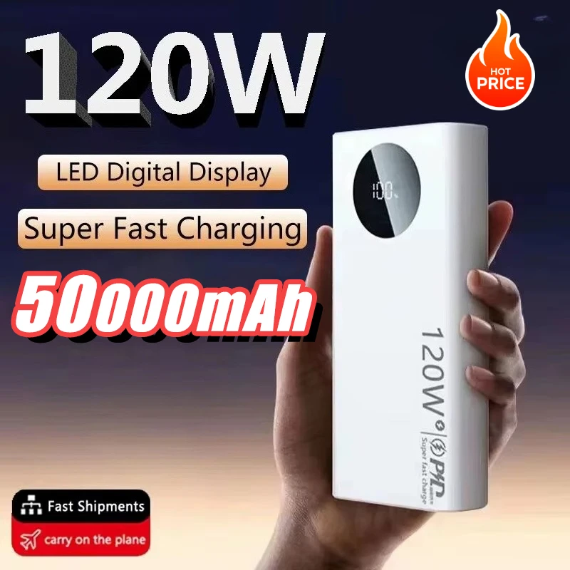 50000mAh High Capacity Power Bank 120W Fast Charging Powerbank Portable Battery Charger For iPhone Xiaomi Samsung Huawei2025 New - view 2