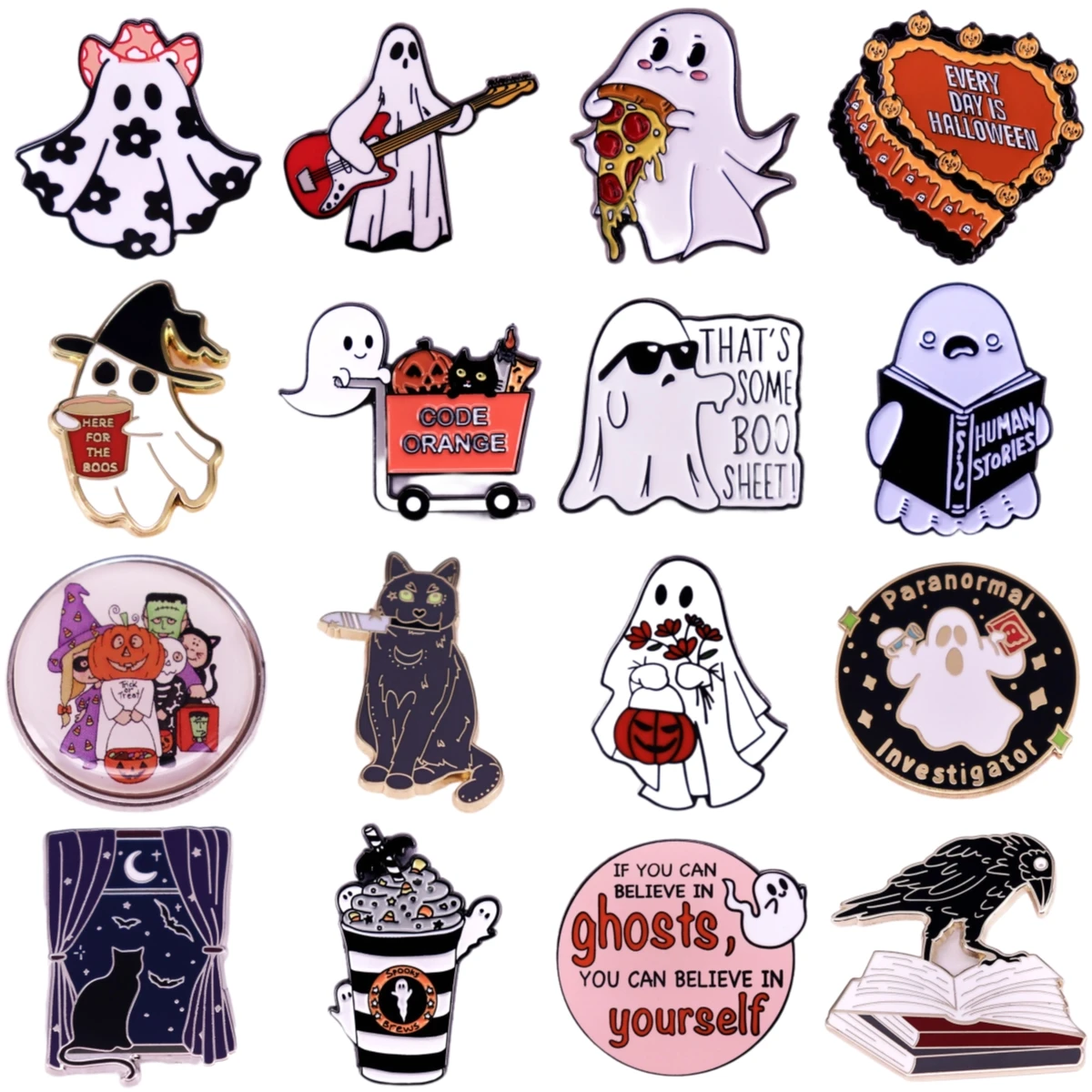 2025 Halloween Ghost Pumpkin Hard Enamel Pin Cute Spooky Metal Badge Punk Brooch for Jewelry Accessory Halloween Gifts Wholesale