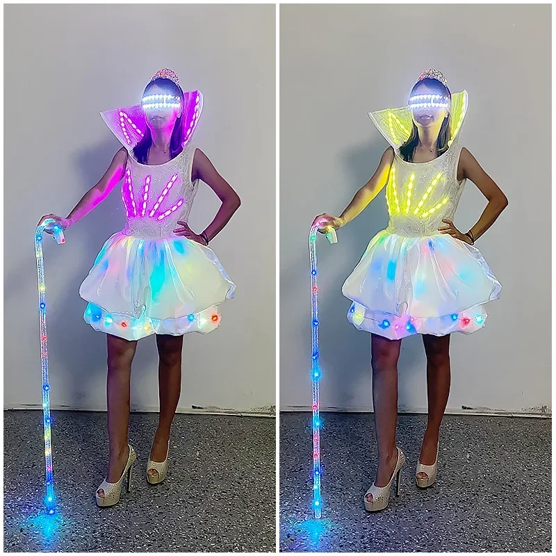LED luminous creative bar wine clothing, night stage colorful performance clothes charging stage clothing