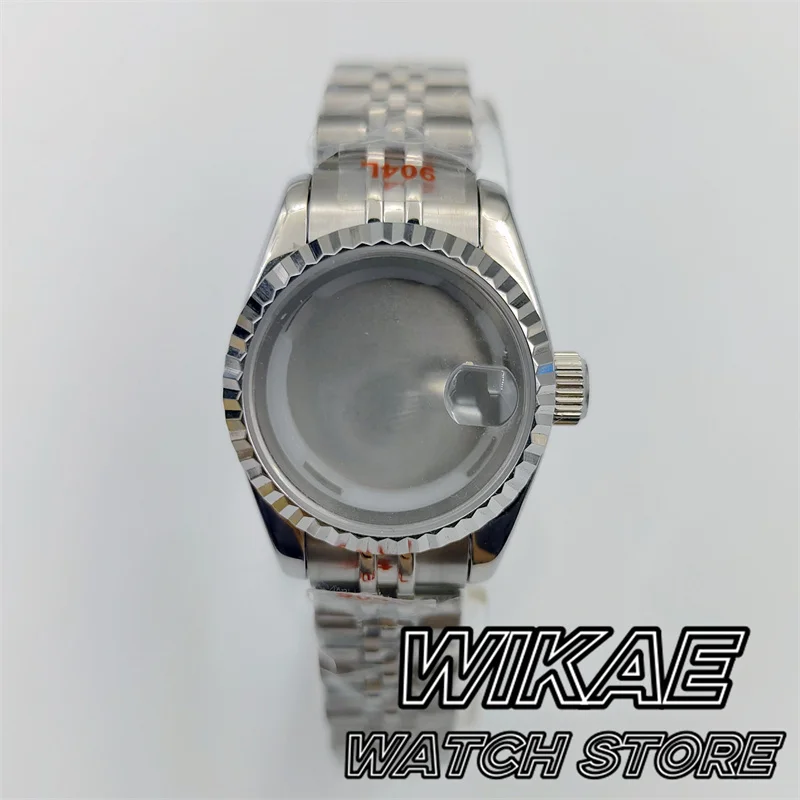 NH05 26mm Stainless Steel Watch Case with Bracelet for Ladies Women Watches Fit NH05 NH06 Automatic Movement Sapphire Glass