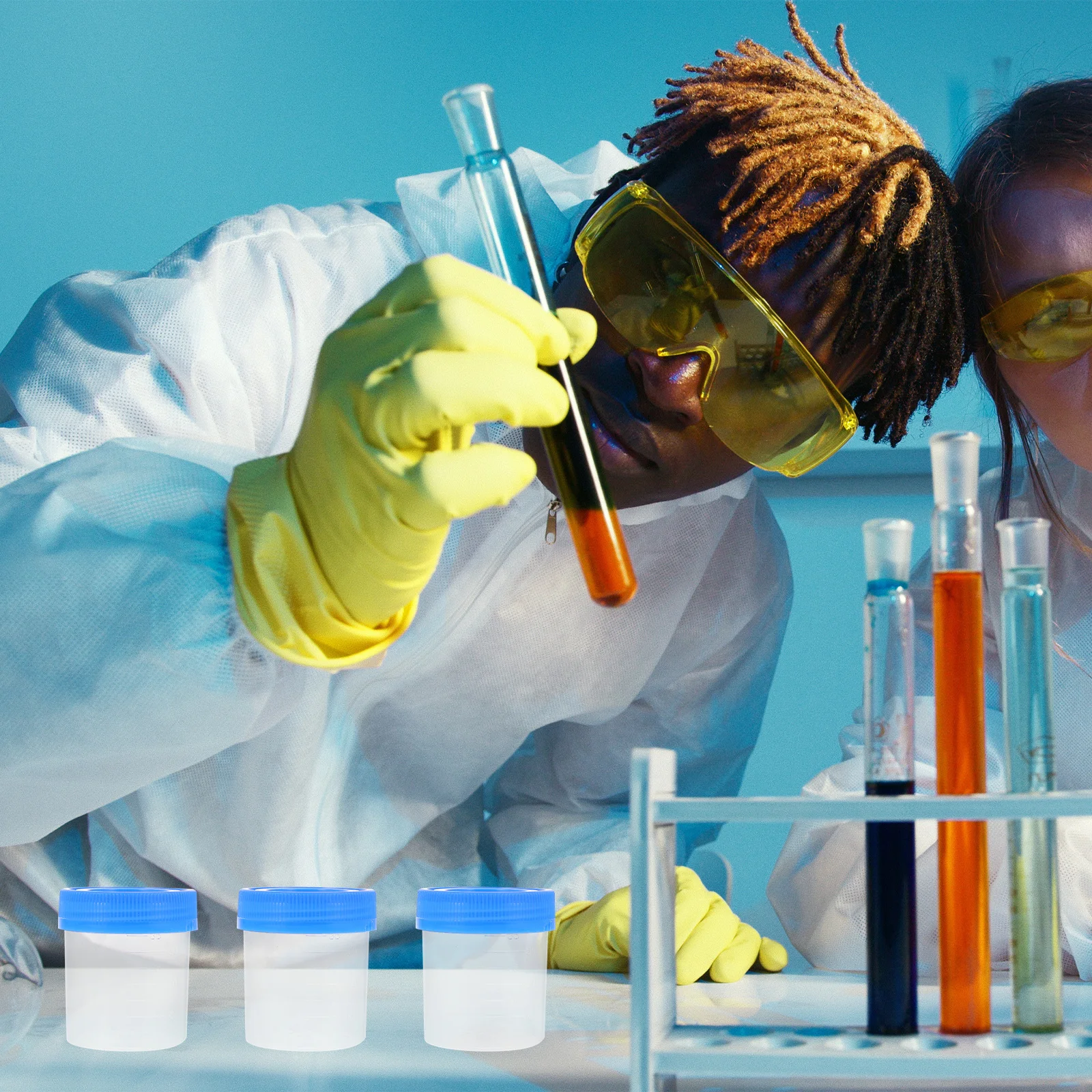 

25Pcs Medical Urine Specimen Container with Cover Leak-Proof Fecal Sample Cups for Laboratory Clinic Use Fecal Scale Cups