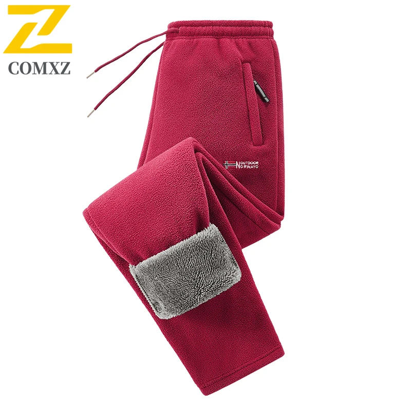 Winter Fleece Ski Pants Men's High Quality Extreme Cold Wool Thick Warm Trousers Women New 2025 Outdoor Camping Work Sweatpants