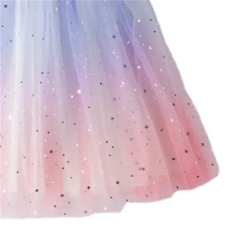 Girls Tutu Skirts Stars Print Princess Petty Girls Dancing Party Skirt Children Gradient Costume Clothes