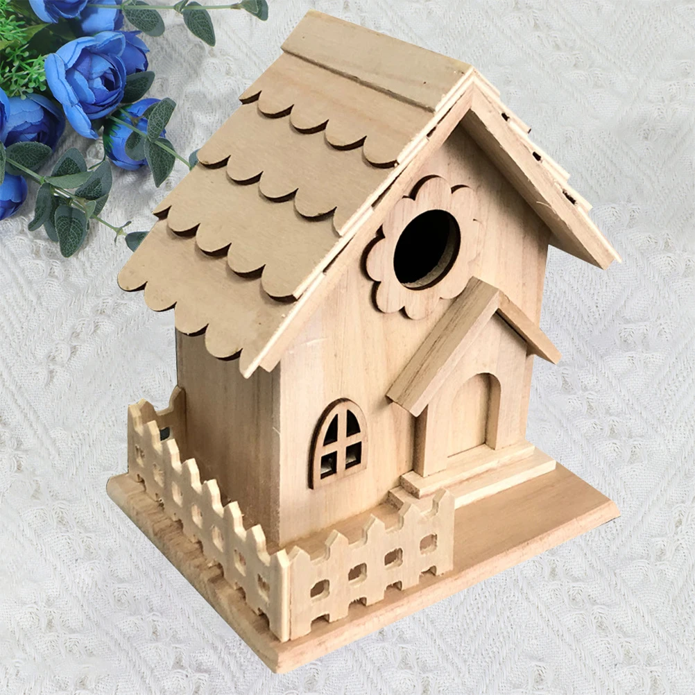 

Wooden Bird House Decor Unique Country Style Home nament Hanging Adornment Pendant Rural House Durable Practical Christmas Tree