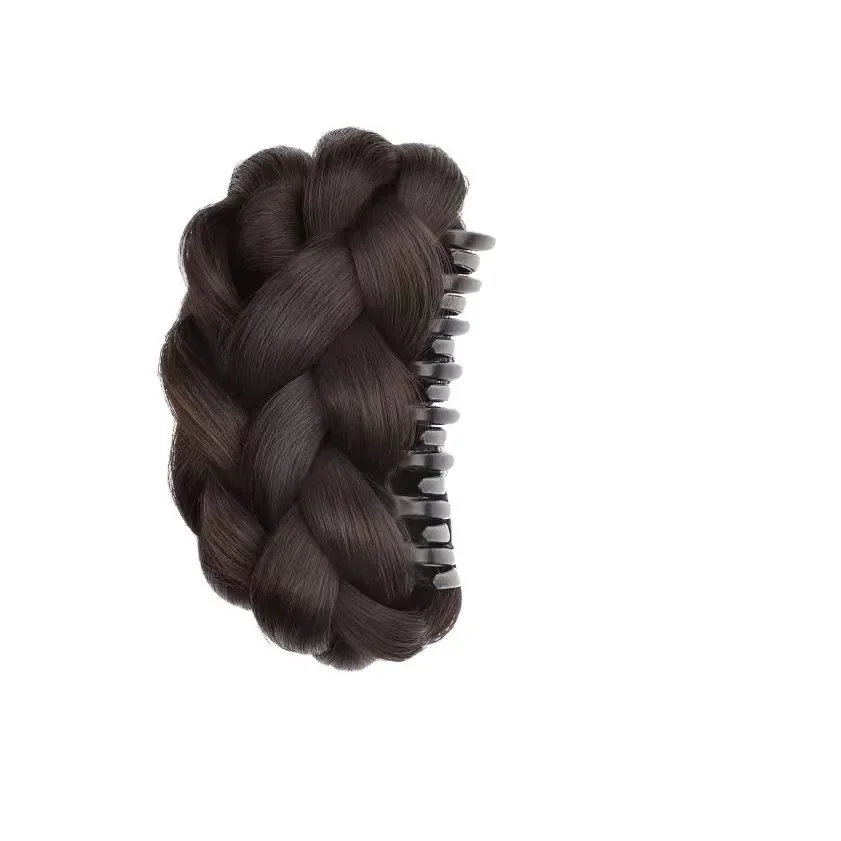 Knotless نسج الشعر ذيل حصان تمديد الألياف الآسيوية مضفر كعكة هيربيسي شعر مستعار Chignon إكسسوارات الشعر وصلات شعر