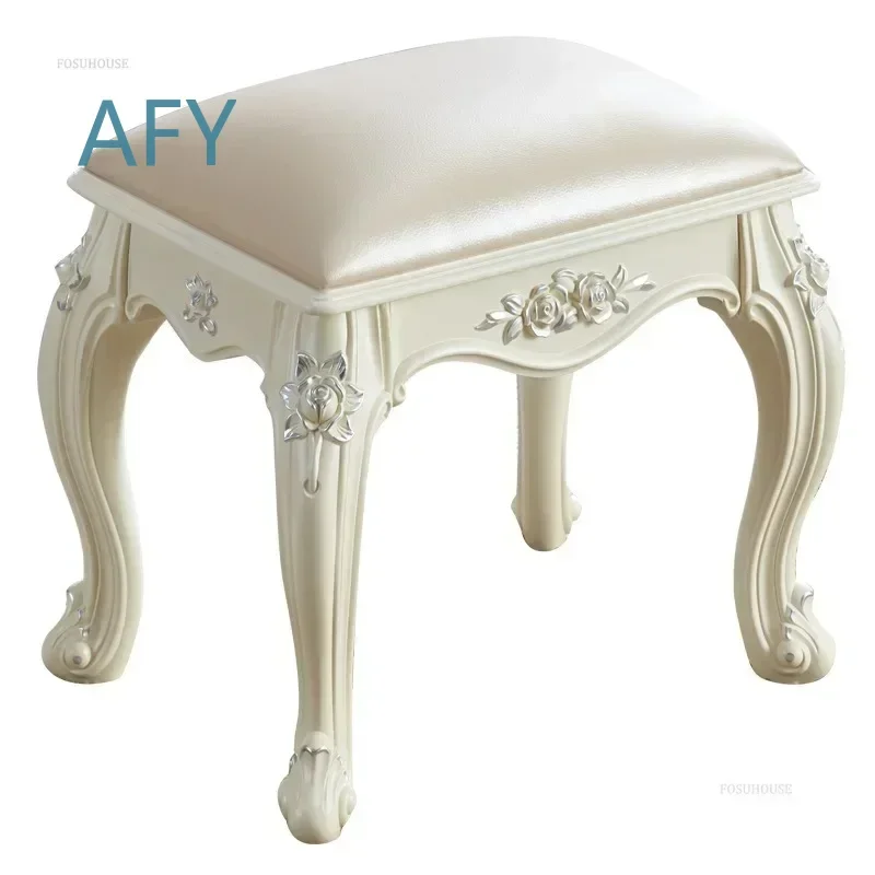 Luxury European Stools for Bedroom Dressing Entrance Ottoman Living Room Furniture for Nail Makeup Soft Ottomans Home Decor