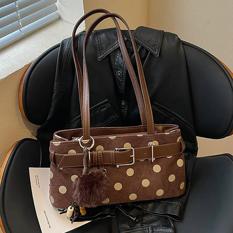 sac-a-bandouliere-a-pois-pour-femmes-avec-boucle-metallique-et-pendentif-pompon-sac-a-main-en-toile-retro-sac-decontracte-pour-le-quotidien-et-les-trajets-sac-porte-sous-le-bras