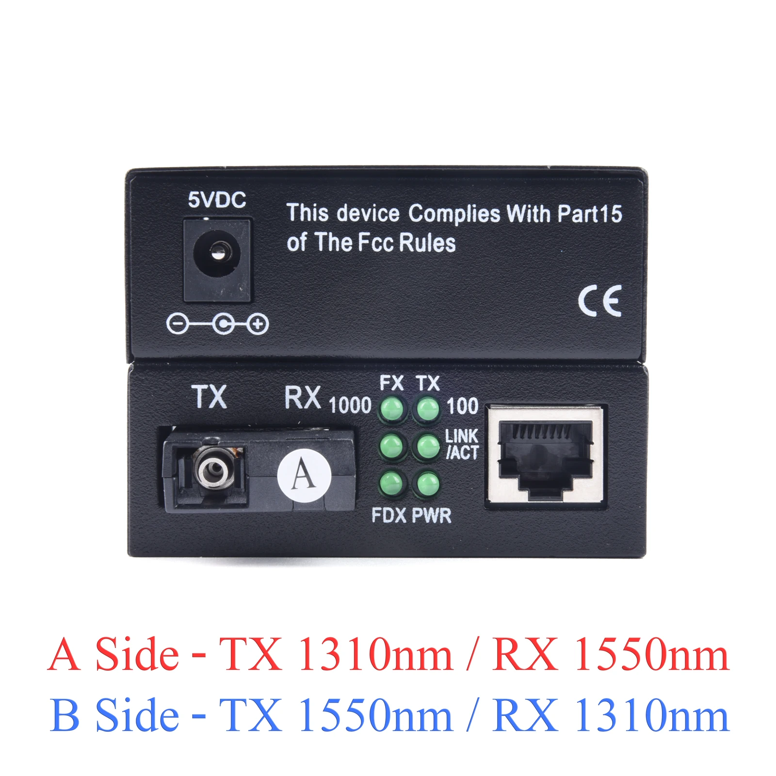 HTB-GS-03 Gigabit Fiber Optical Media Converter 10/100/1000Mbps Single Mode to RJ45 3KM UPC/APC SC-Port US  Power