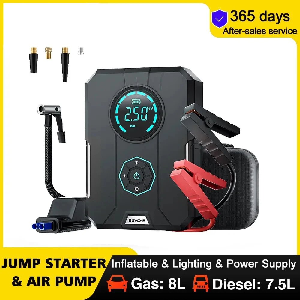 

New 4 In 1 Car Jump Starter Air Pump Power Bank Portable Air Compressor Cars Battery Starters Starting Auto Tyre Inflator