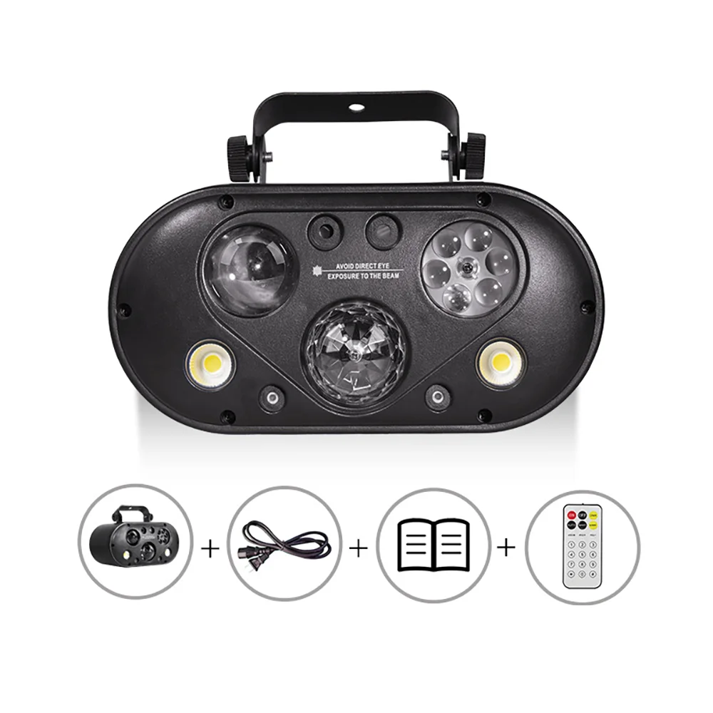 LSLYB Mini Six-in-1 Party Effect Light Stage Light Laser+Strobe+Magic Ball+Water Pattern With Remote For Disco Party Dj Bar