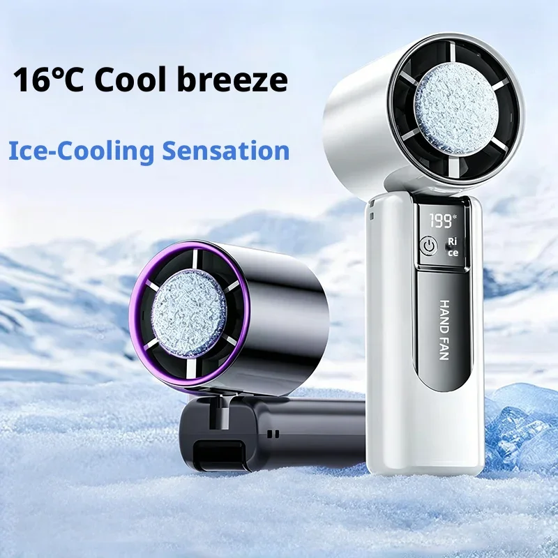 Portable Turbo Handheld Fan with Semiconductor Ice Sensation 199-Level Variable Speed Mini Air Cooler for Outdoor Use