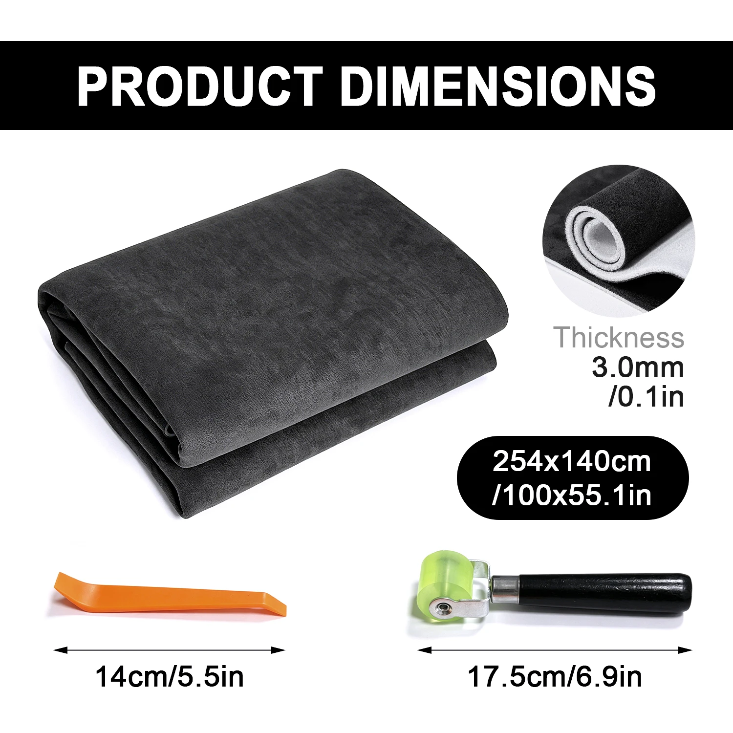 254X140cm High Weight Suede Fabric 3mm Sponge Back Non Adhesive Elastic Color Fast Cloth For Car Trunk Luggage Liner Renovation