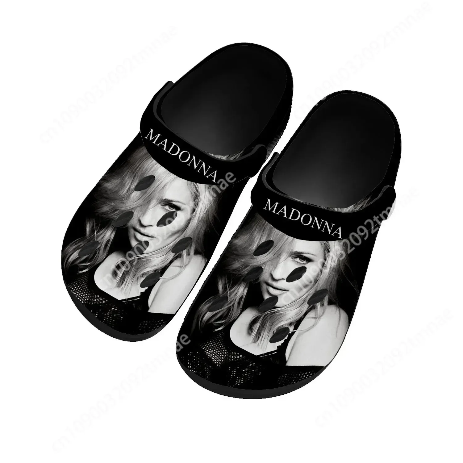 

Madonna Pop Rock Singer Disco Home Clogs Custom Water Shoes Mens Womens Teenager Shoes Clog Breathable Beach Hole Slippers Black