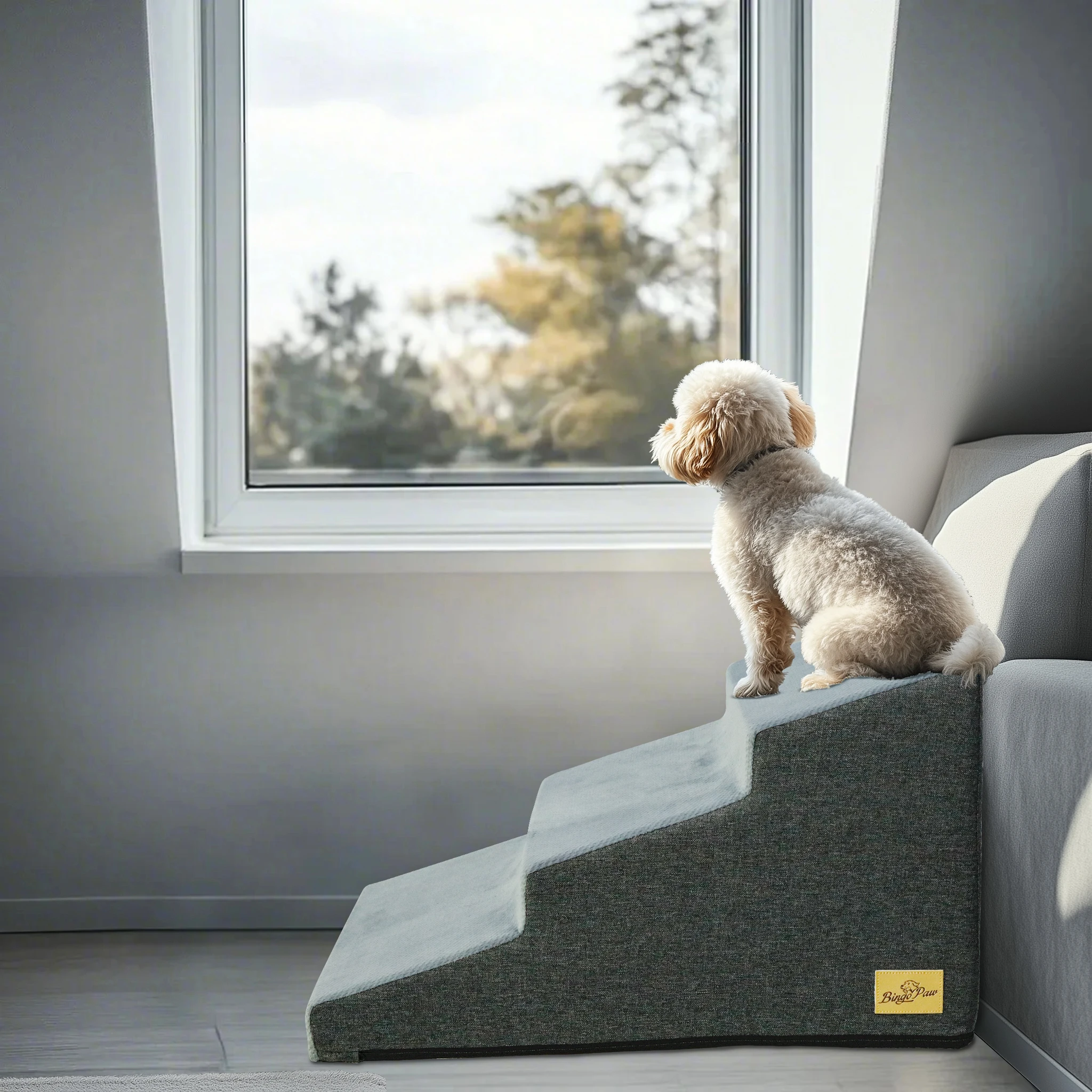 3/4/5 Steps Pet Dog Stairs Ramp High-Density Sponge Foam Dog Steps for Puppies Accessory for High Beds And Sofas