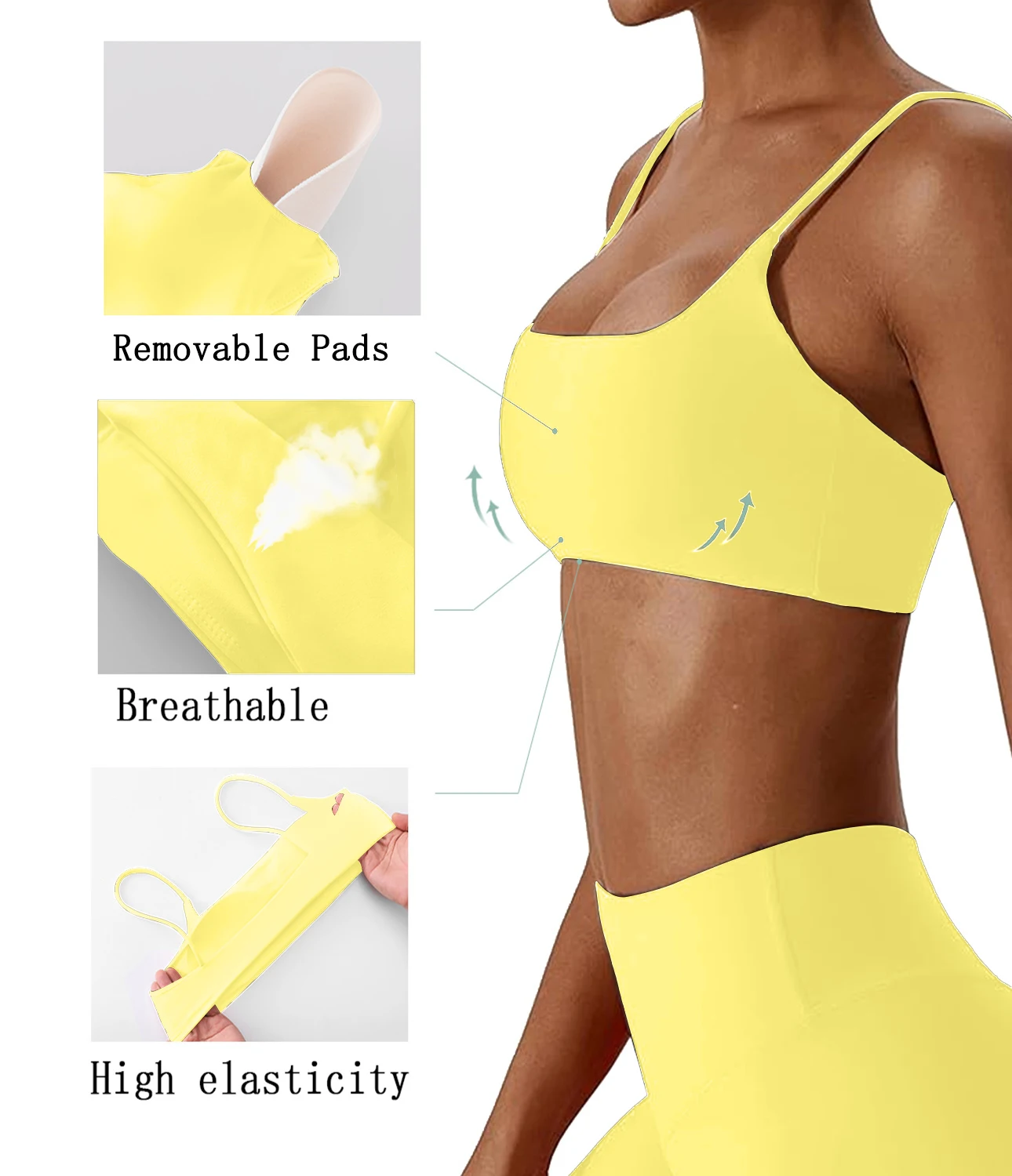 Superweicher Stoff-Sport-BH, hochwertige Yoga-Kleidung für Damen, Fitness-Lauf-BH, sexy gestrickter Träger-BH – Detail 6