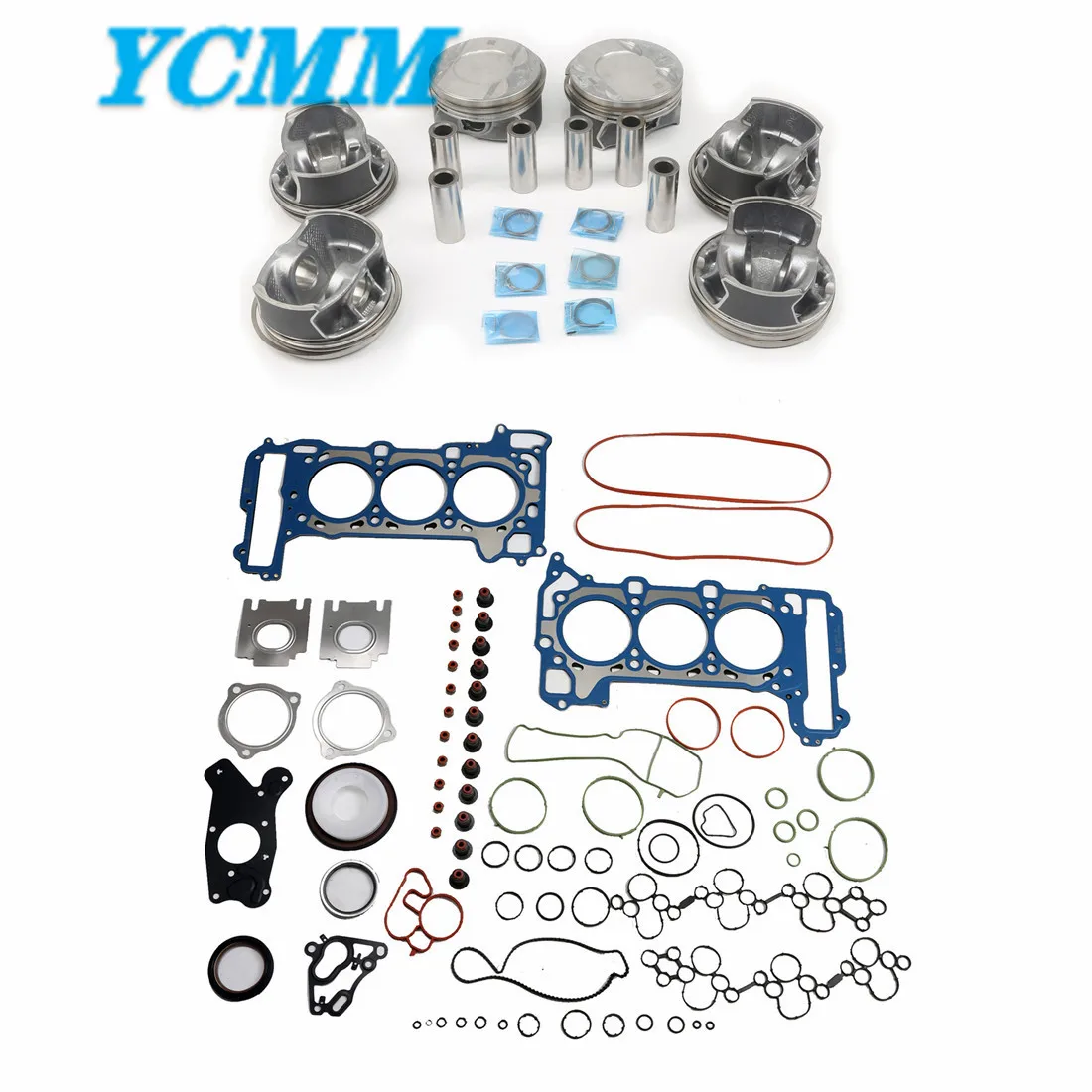 EA839 3.0T Engine Cylinder Head Seal Gasket Repair Kit + Piston&Rings Kit For AUDI A4 A5 A6 A7 A8 Q5 Q7 VW Bentley Porsche