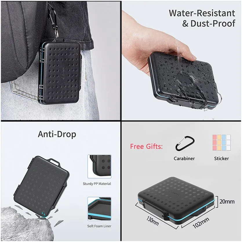 PHIXERO EVA  Bag Storage Box Shockproof Memory SD Card Anti-static Waterproof TF SD CF Micro SD Card Memory Card Storage Box