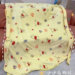 Lovely Pooh Bear Blanket Comfortable Cartoon Cartoon Pattern Printing Flannel Blanket Office Nap Blanket Bedroom Bedspread Girl