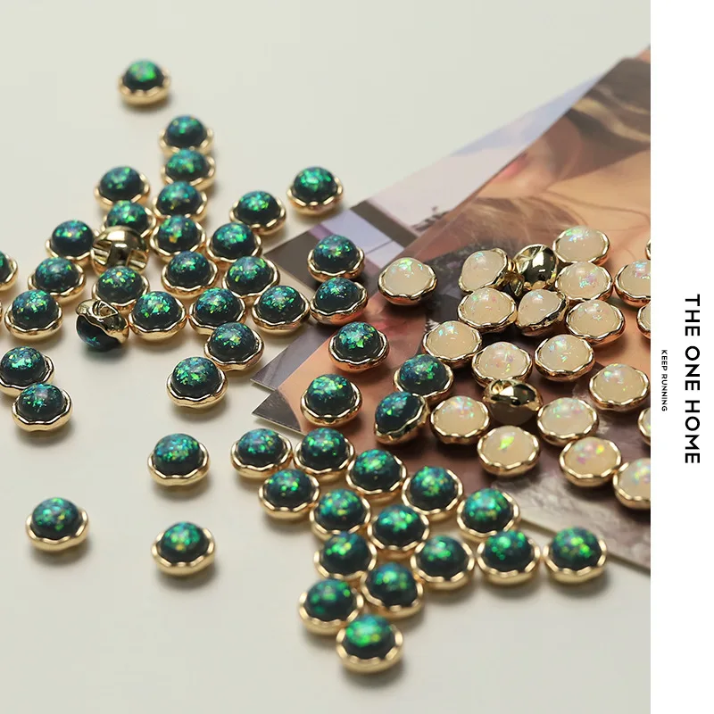 10pcs/lot 10mm Dark Green Metal Buttons Embellishments for Clothing Blouses Blusen Coat Dress Materials for Sewing