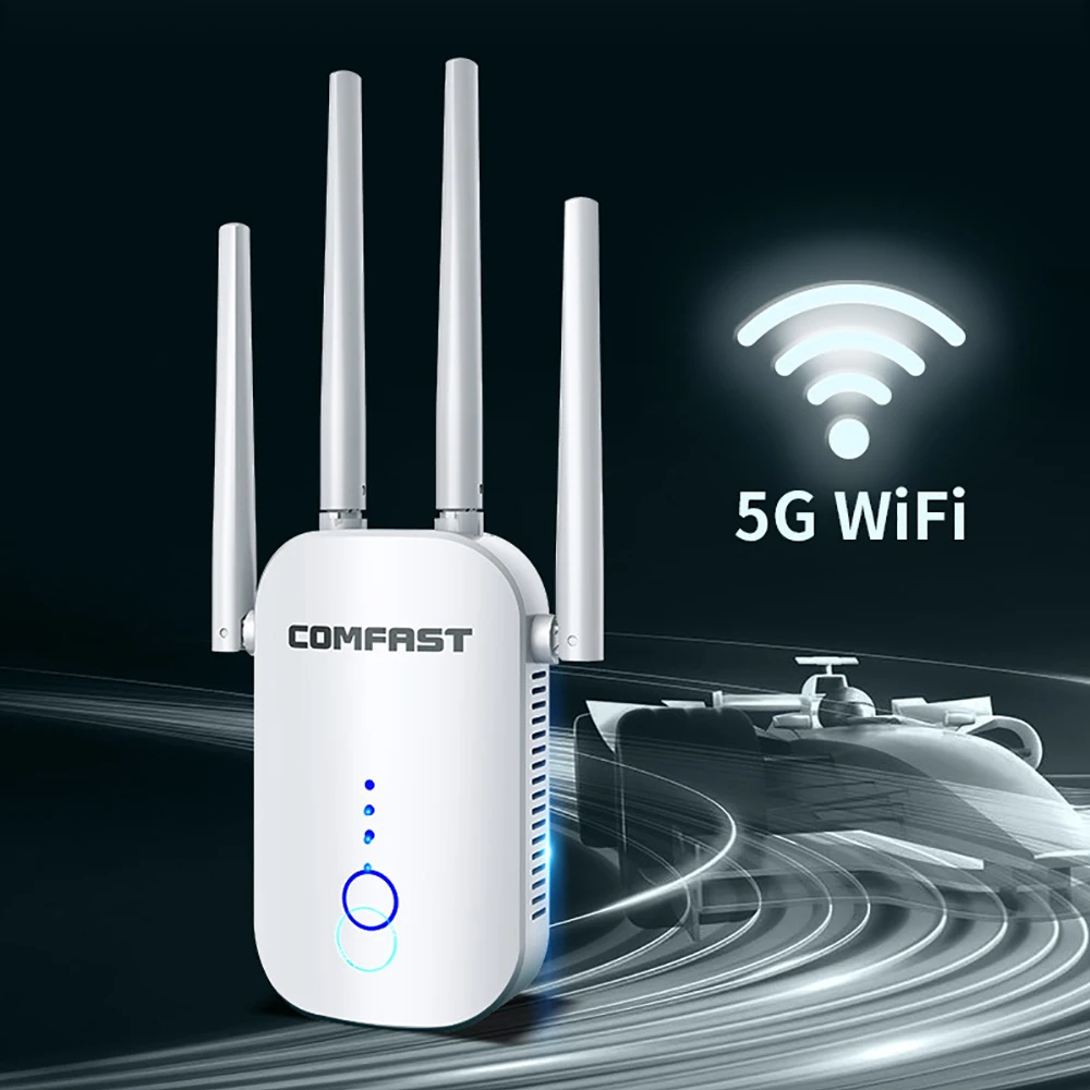 

Wifi Extender 1200Mbps Wireless Wi Fi Repeater Dual Band 2.4&5Ghz Wifi Router Long Range Booster 4 Antenna Wi-fi Amplifier EU/UK