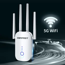 Wifi Extender 1200Mbps Wireless Wi Fi Repeater Dual Band 2.4&5Ghz Wifi Router Long Range Booster 4 Antenna Wi-fi Amplifier EU/UK