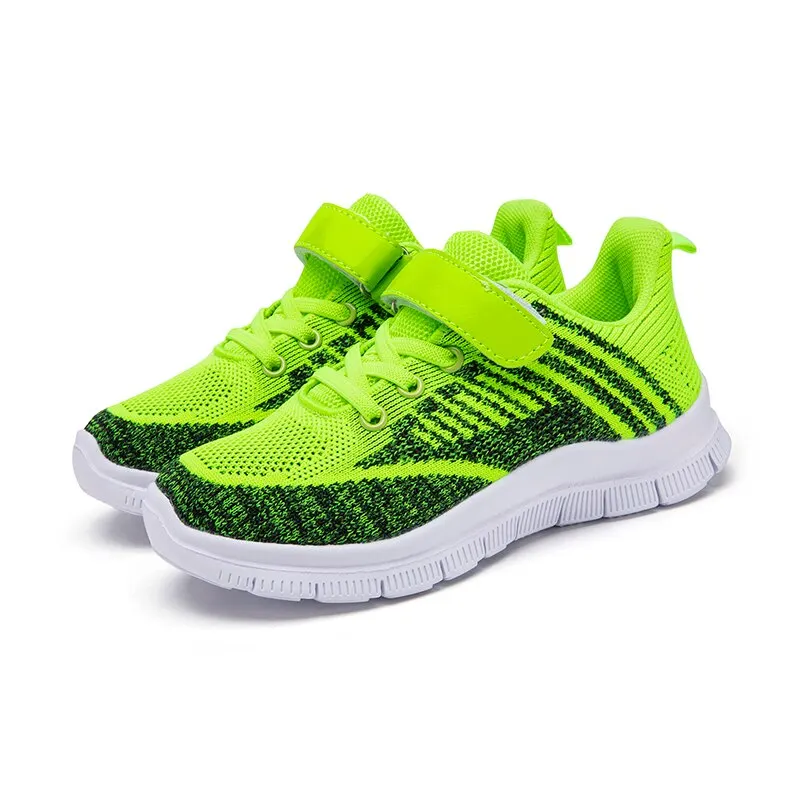 Casual Breathable Woven Sneakers For Boys Kids Teenager, Lightweight Anti Slip Low Top Sneakers With Hook And Loop Fastener