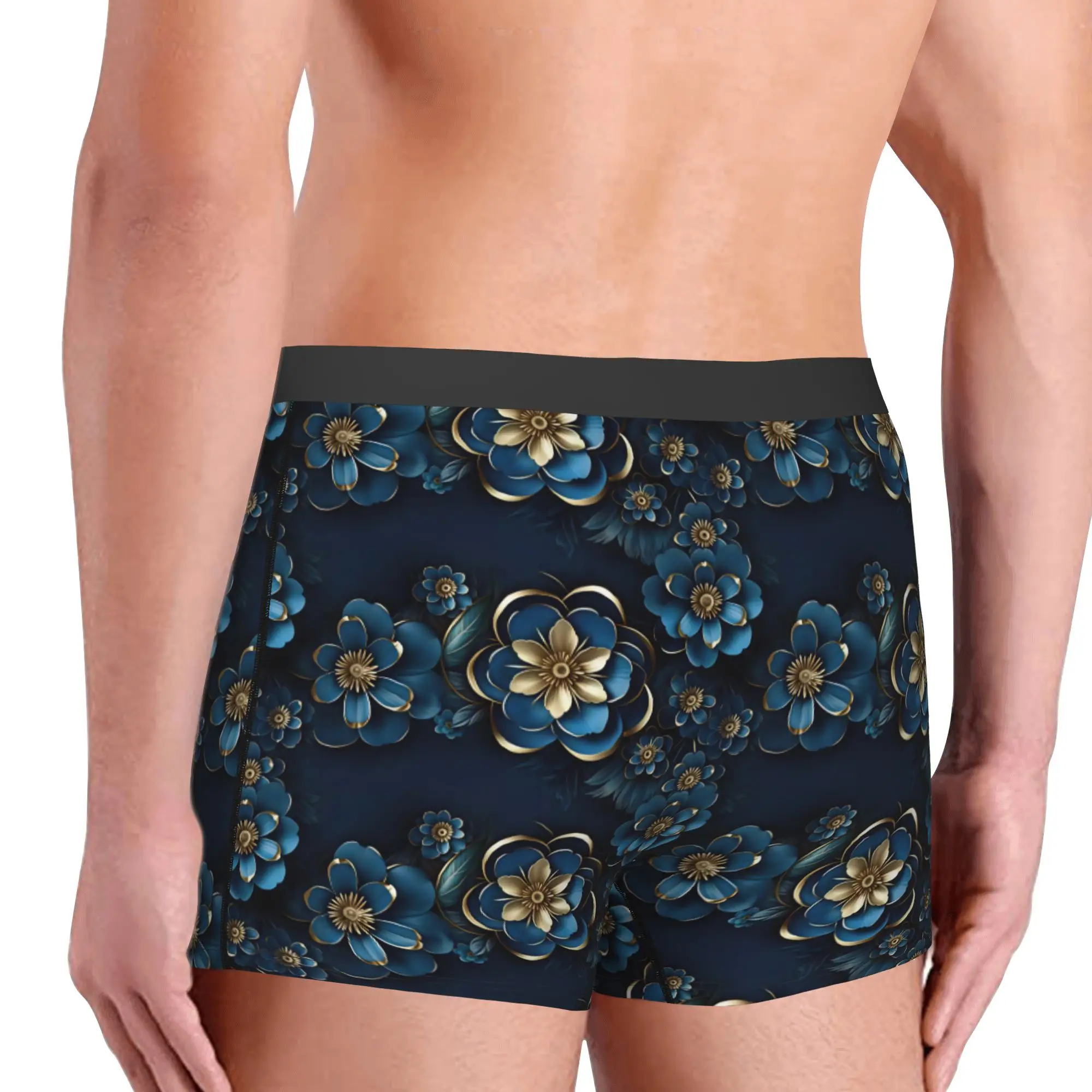 Novelty Fashion Trend 3D Flowers Boxers Shorts Panties Male Underpants Stretch Luxury High 3D Floral Briefs Underwear
