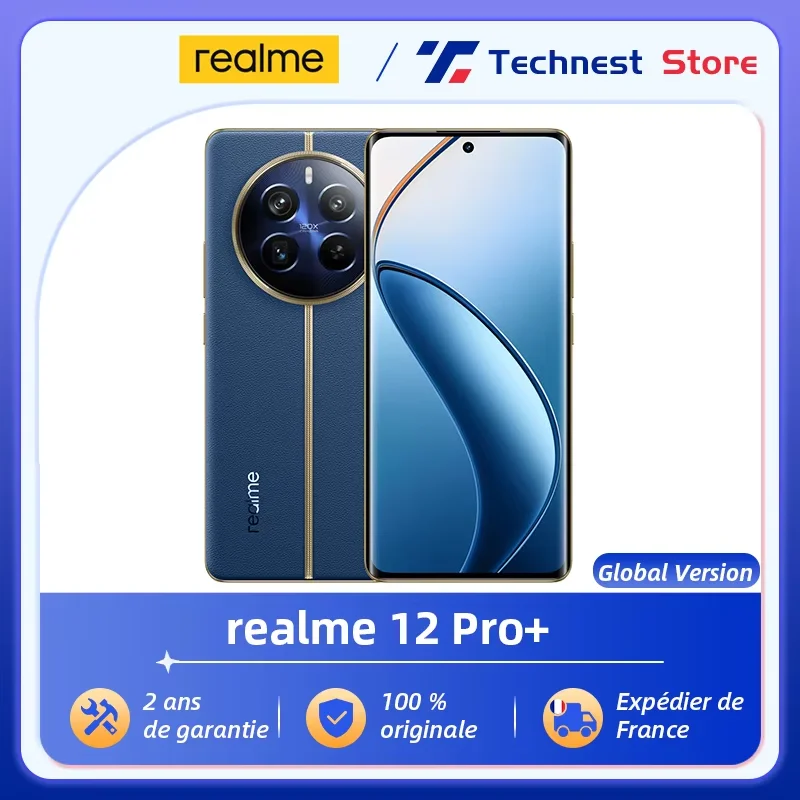 Smartphone Realme 12 Pro Plus 12 Pro +, Version globale, 5G, caméra Portrait périscope 64mp,