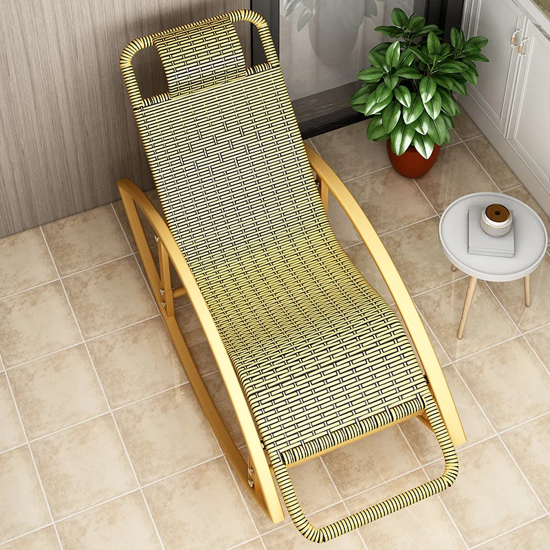 Rocking chair, lunch break household elderly balcony couch, adult rattan chair outdoor rocking chair