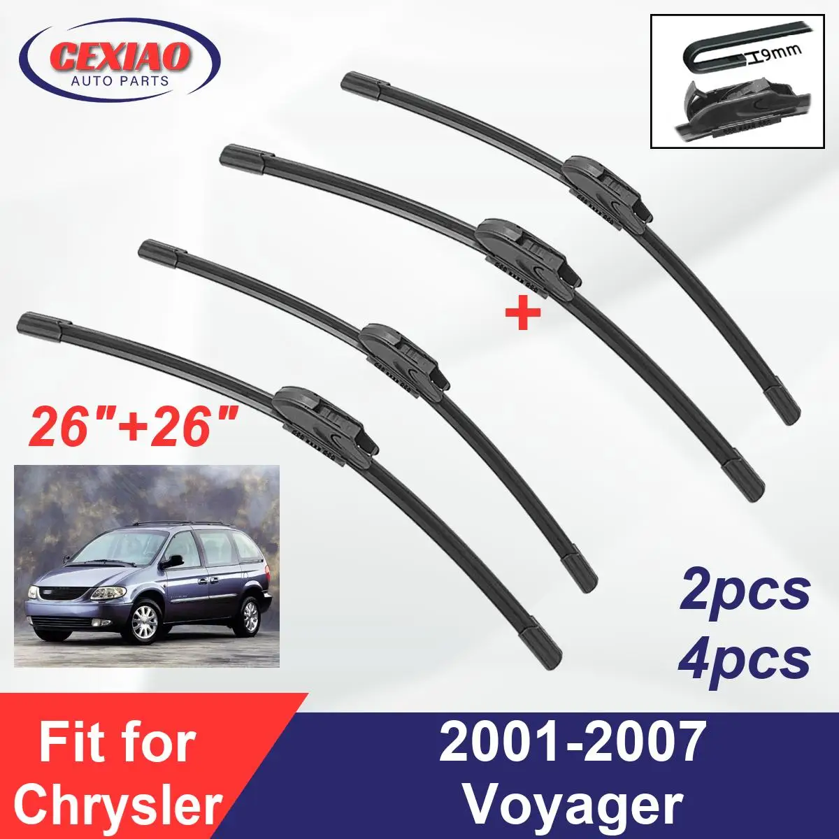 

Щетки стеклоочистителя передние бескаркасные для Chrysler Voyager 2001-2007