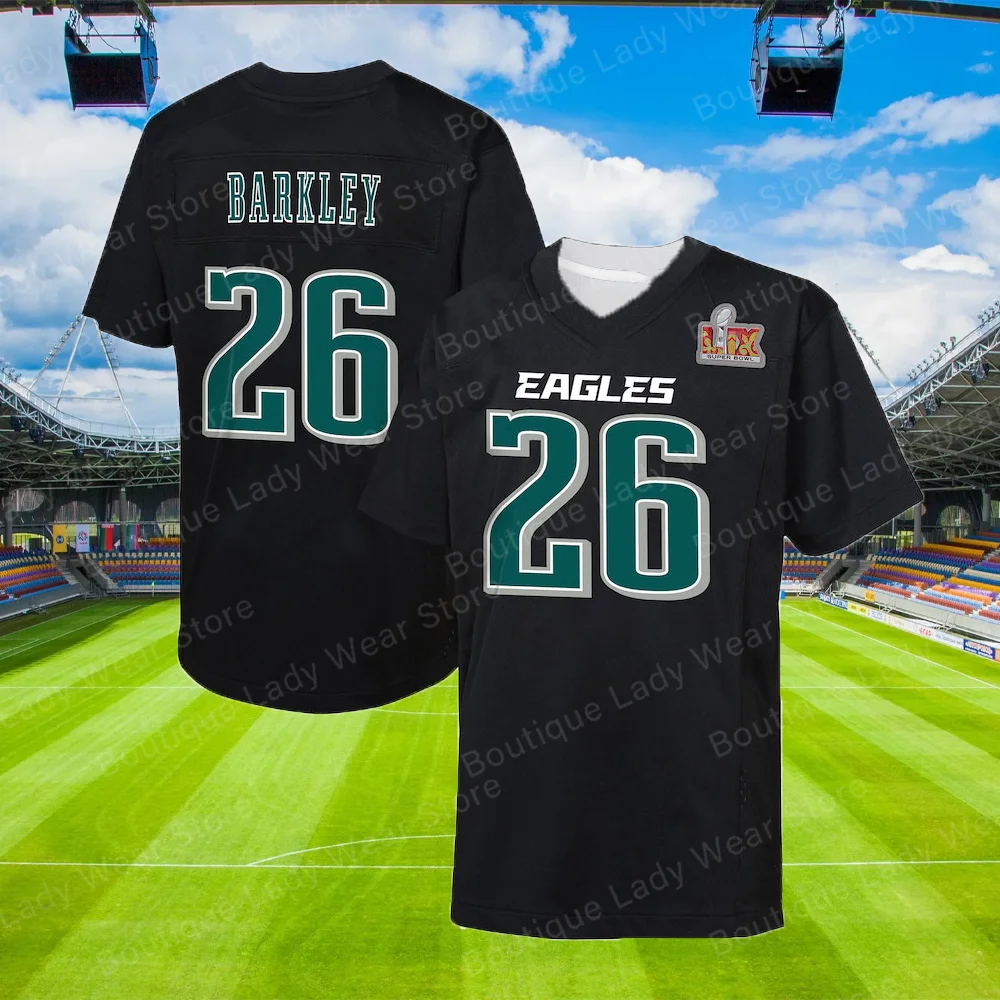 

25 летняя мужская и женская футболка Saquon Barkley Philadelphia Eagle No 26 быстросохнущая женская и мужская футболка для взрослых/Детских трикотажных изделий комплект топ