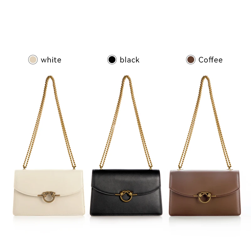 Fashion Genuine Leather Shoulder Bag with Chain Women High Quality Crossbody Messenger Bags Commution Handbag Tote Ladies