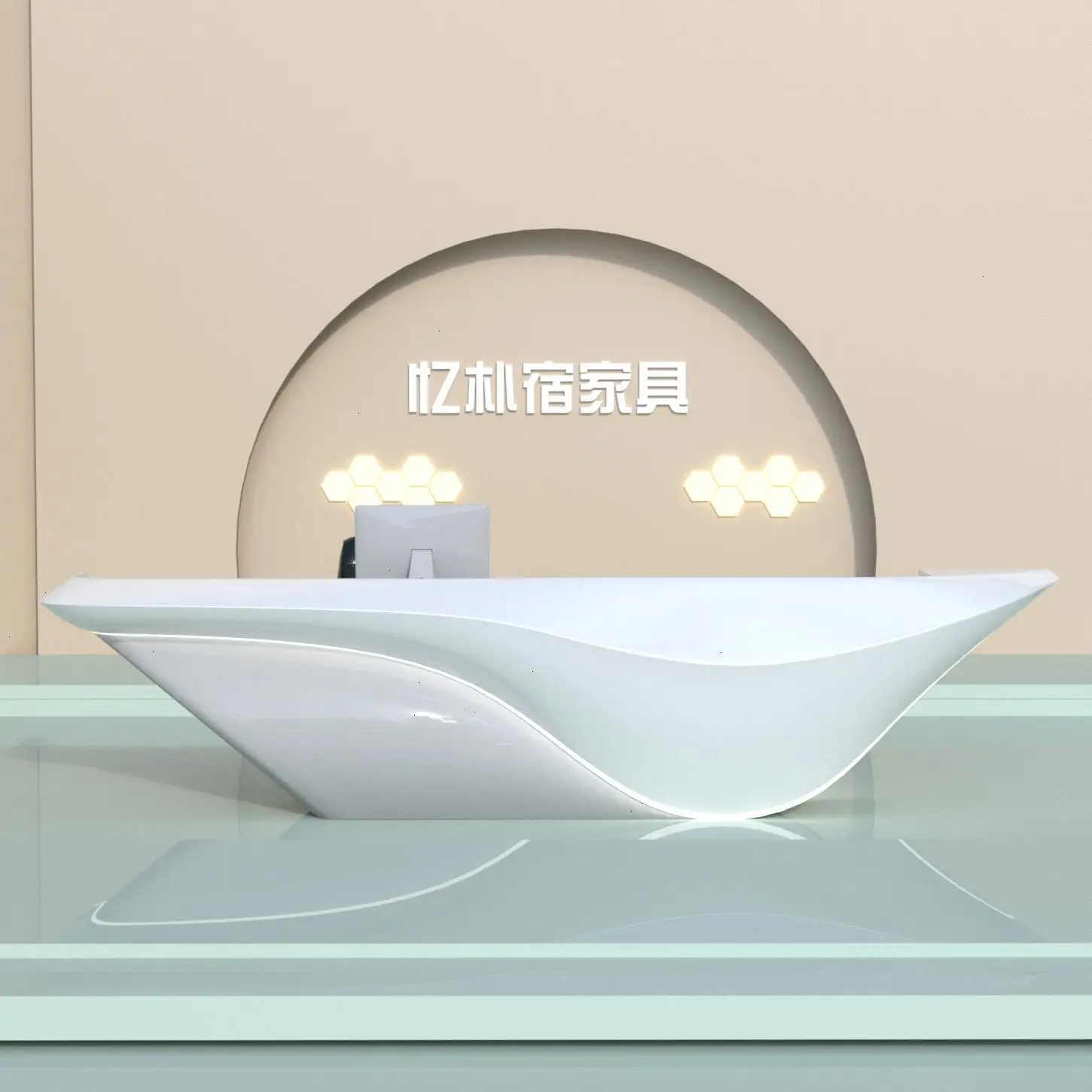 Painted front desk, reception desk, medical beauty creative welcome desk, special-shaped FRP service desk, high-end professional