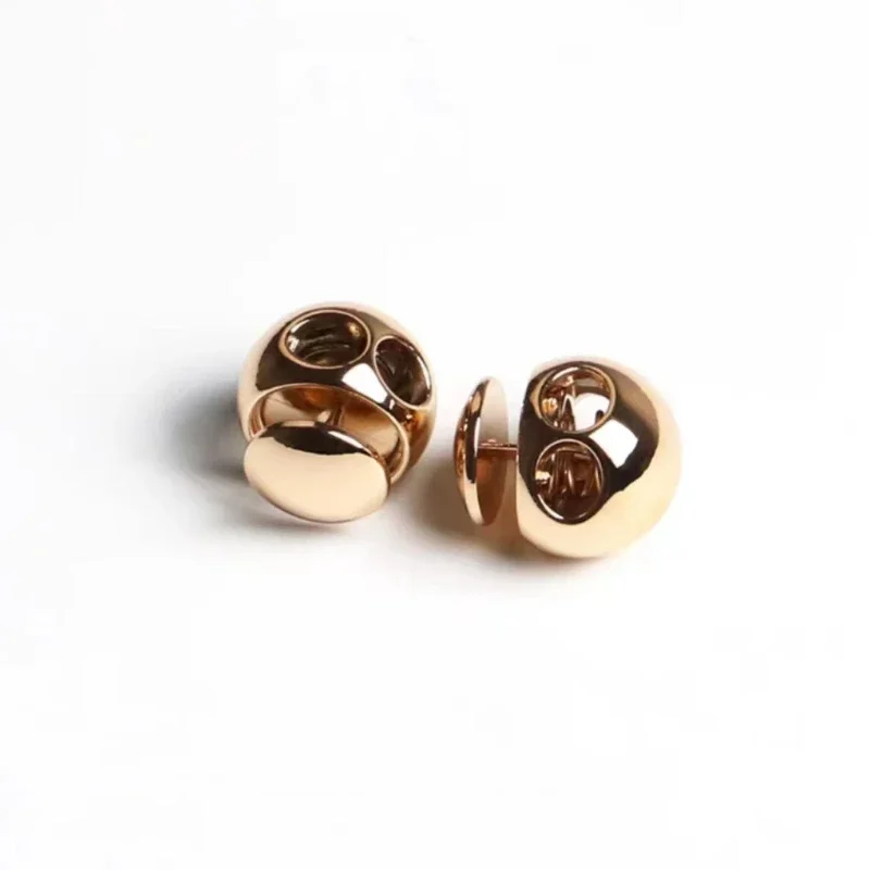 10pcs Creative Round Cord Stoppers Gold Color Metal Adjustable 2-hole Cord Lock Clothing Sewing Accessories