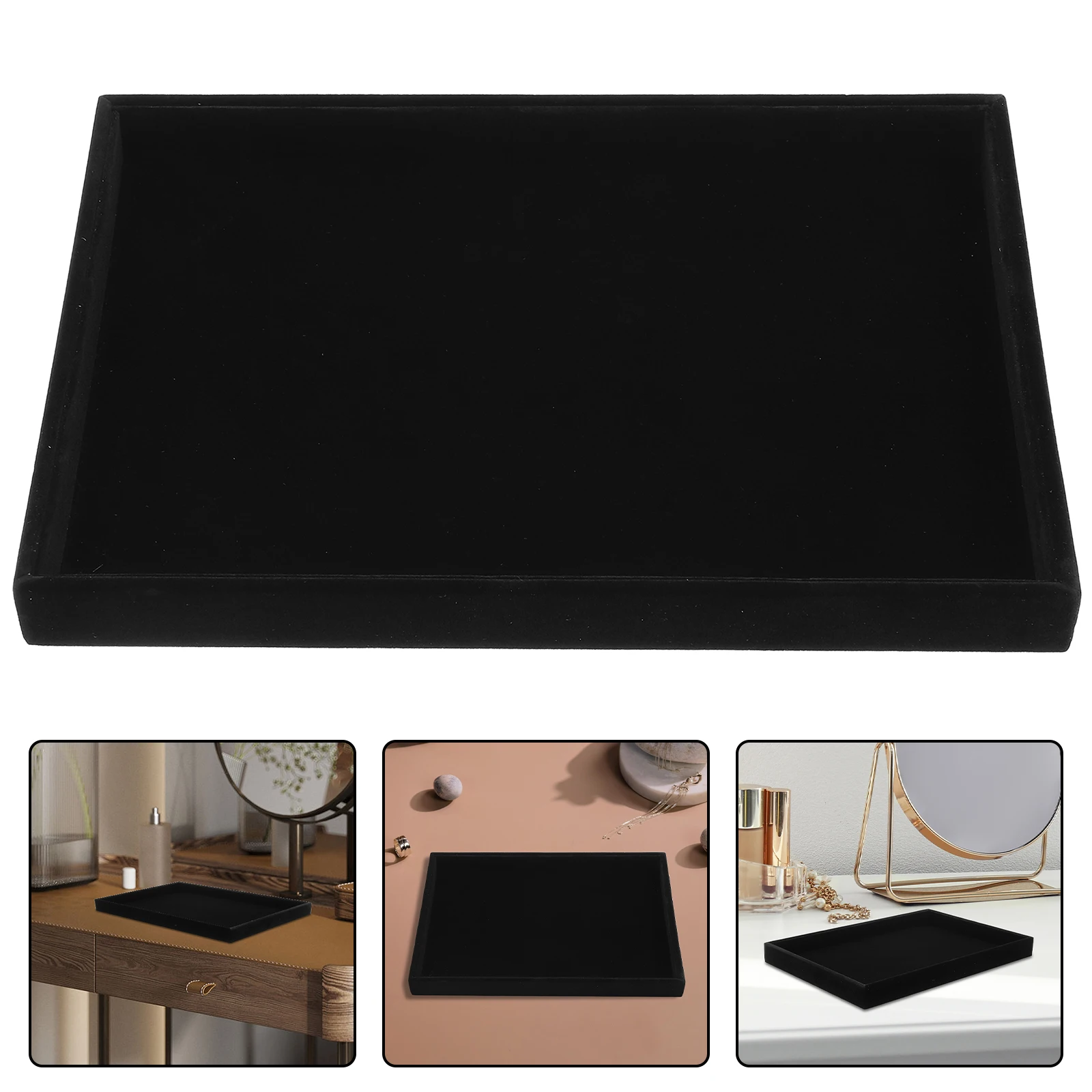 

2pcs Jewelry Display Tray Ring Holder Earring Storage Pad Necklace Tray For Vanity Accessories Bracelet Trinket Organizers Gift