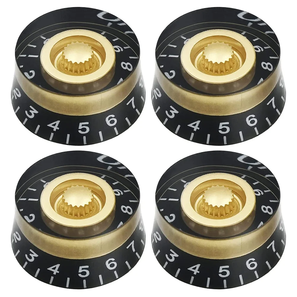 

4Pcs Volume Tone Speed Control Knobs for Les Paul LP Style Bass Electric Guitar Parts, Transparent Golden