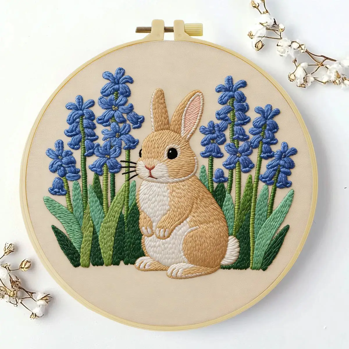 1 Stück 20X20CM/15X15CM 7,87/6,3 Zoll kleiner Hase Stickerei-Starter-Kit DIY-Kit DIY-Stickerei-Set für Anfänger – Detail 3