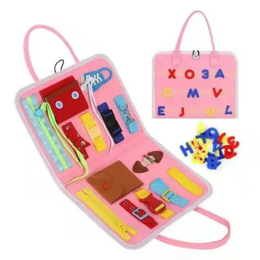 Planche d'ApprentiCumbria Montessori pour Soins Autonome, Jouets d'Éveil, Éducation Précoce, Motricité Fine, Fuchsia, Portable