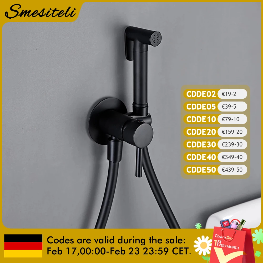 Smesiteli robinet pulvérisateur de Bidet, mitigeur mural à main en laiton noir, eau chaude et froide avec tuyau, salle de bains et cuisine