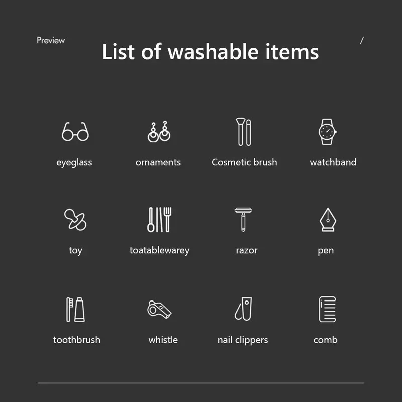 เครื่องทำความสะอาดแบบสั่นสะเทือนพลาสติก เครื่องทำความสะอาดอัลตราโซนิกอเนกประสงค์สำหรับเครื่องประดับ แบบพกพา ใช้งานง่ายสำหรับของใช้ในชีวิตประจำวัน