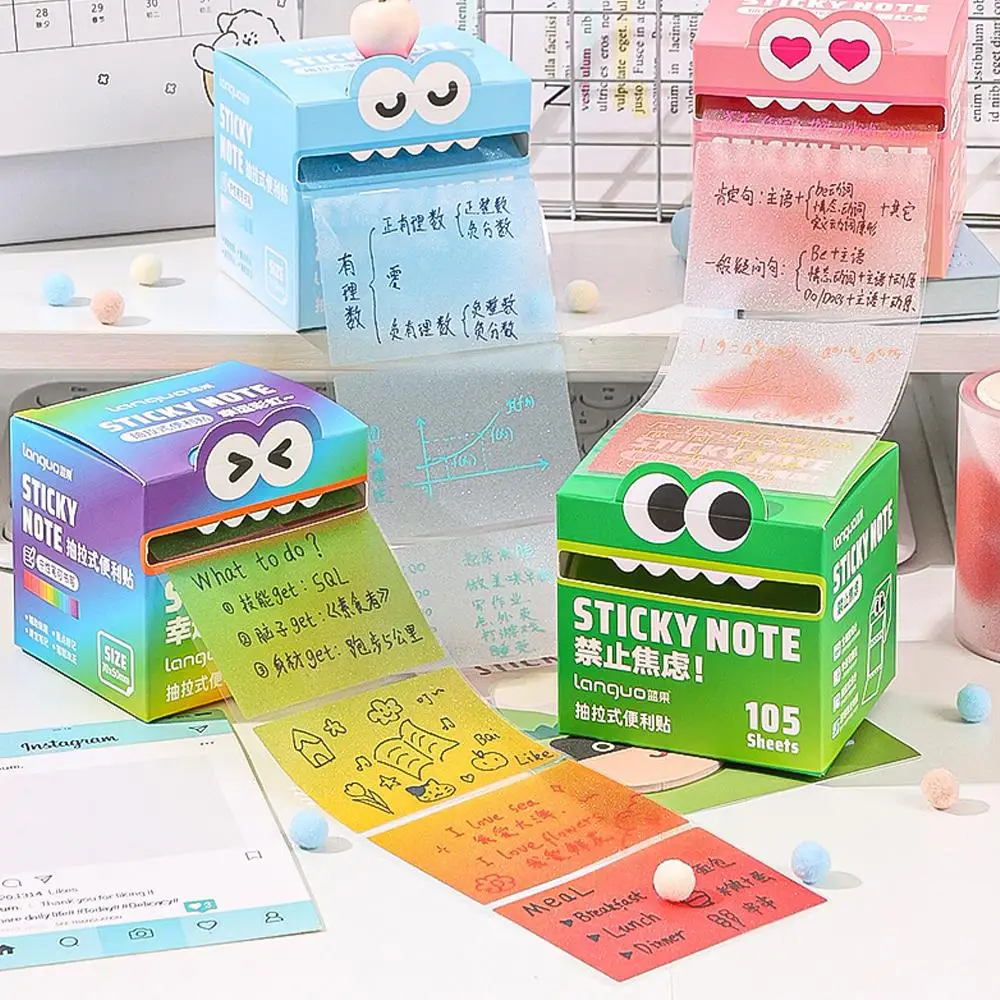 For Mr. Paper 6style 105sheets/roll Pull-out Sticky Sticky Sticky Transparent Stationery Color Notes Notes Student Notes R2g7