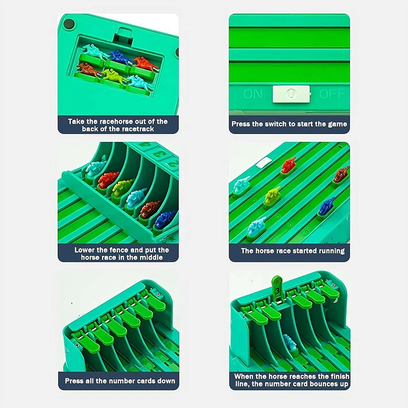 Jeu de société de bureau Horse Racing avec 6 chevaux, activités, coordination œil-main, jeu familial, enfants, adultes, interaction entre amis