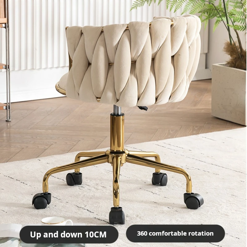 Living room velvet Armchair INS cofe chair Nordic dining chair Design makeup Nail stool lift swivel Roller chair home furniture