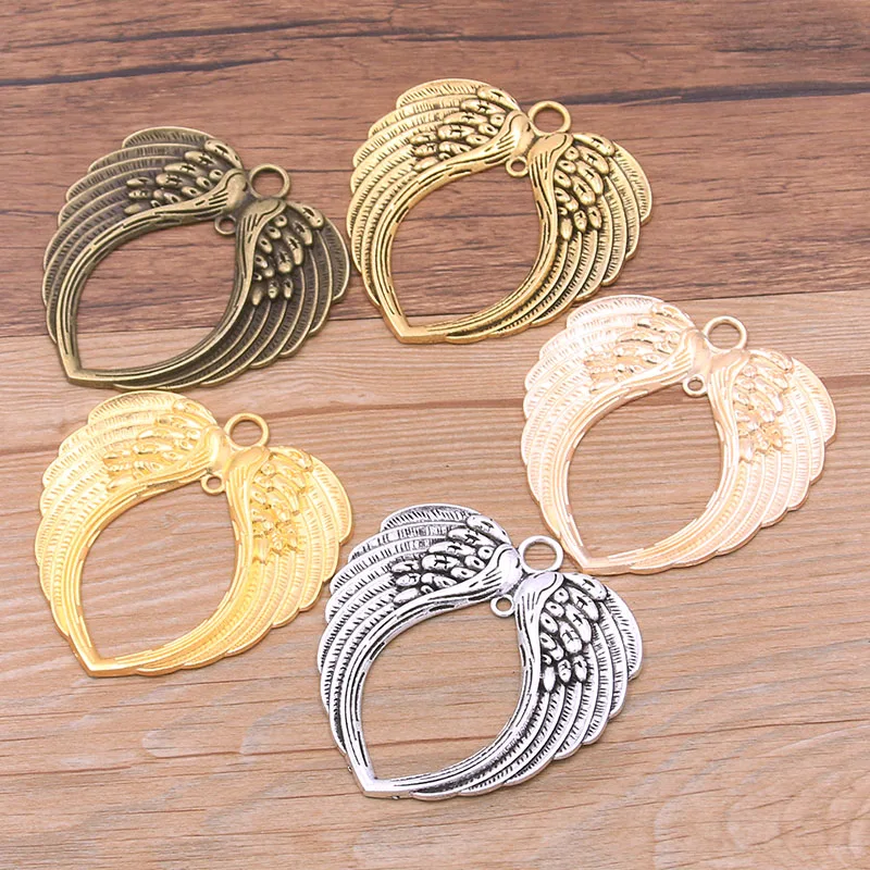 

1Pcs 65*68mm Five Color Big Angel Wings Charm Metal Christmas Wedding Pendant For DIY Necklace Bracelet Bag Jewelry Making