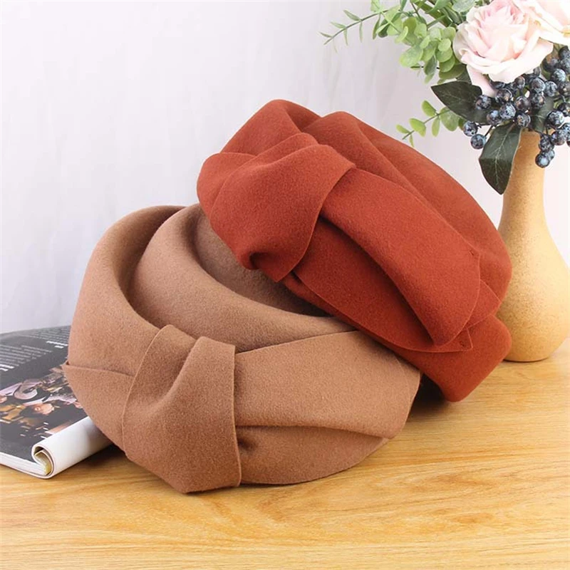 Fashion 100%Wool Cashmere Dome Hat Bride Fashion Headwear Photography Decoration Wedding Party Evening Cocktail Hat