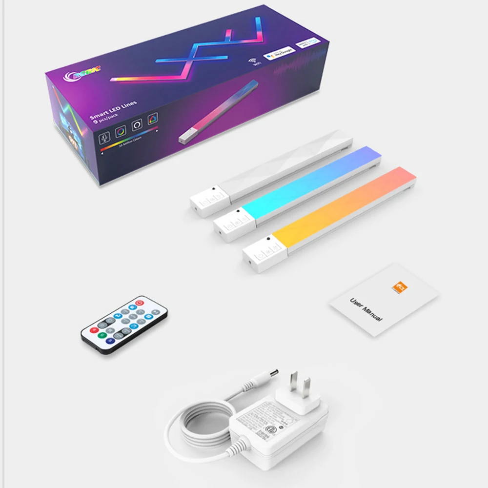 Imagem -06 - Barra de Luz Led Inteligente Rgb Wall Light Light Indoor Painéis de Luz Wifi Rgbic Smart Funciona com Alexa e Google Assistant Design Faça Você Mesmo Sincronização de Música Aplicação para Jogos e Decoração Painéis Led.