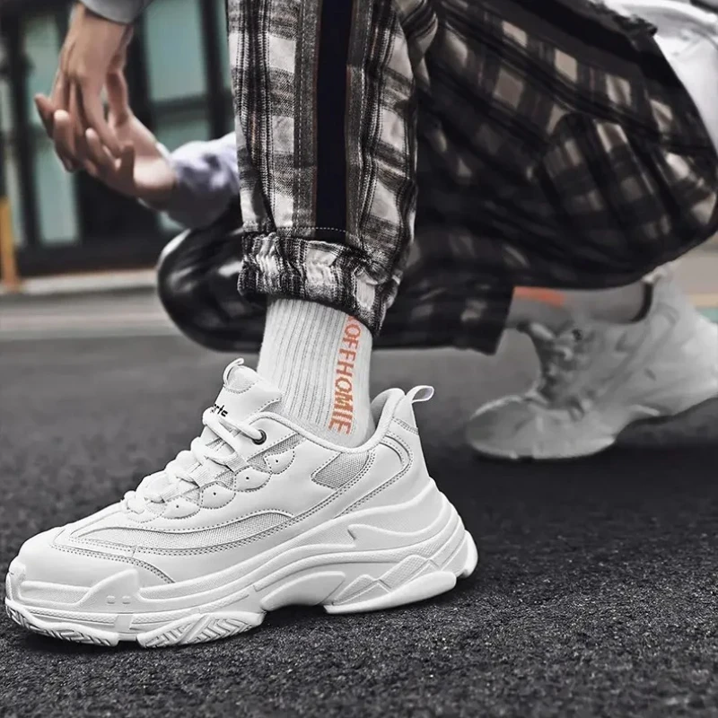 

Самая продаваемая однотонная всесезонная мужская повседневная спортивная обувь большого размера на толстой подошве для улицы на шнуровке